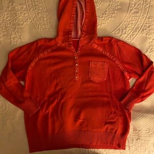 Hoodie with Spunky & Sparkly rhinestone buttons -sporty yet flirty knit